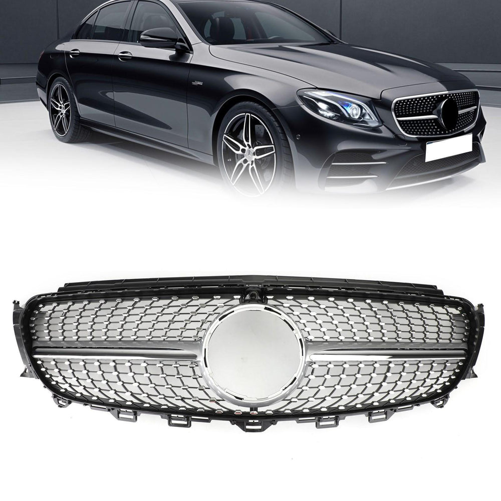 Diamond Silver Edge Front Grille For 2016 To 2019 Mercedes-Benz W213 E300 E400 EX-STOCK