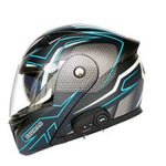 Motorcycle helmet with Bluetooth speaker on a black background