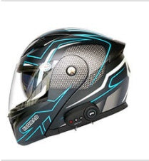 Motorcycle helmet with Bluetooth speaker on a black background