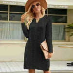 Autumn Winter Slim fit Twisted Split Mini Knitted Wool Sweater Dress - EX-STOCK CANADA