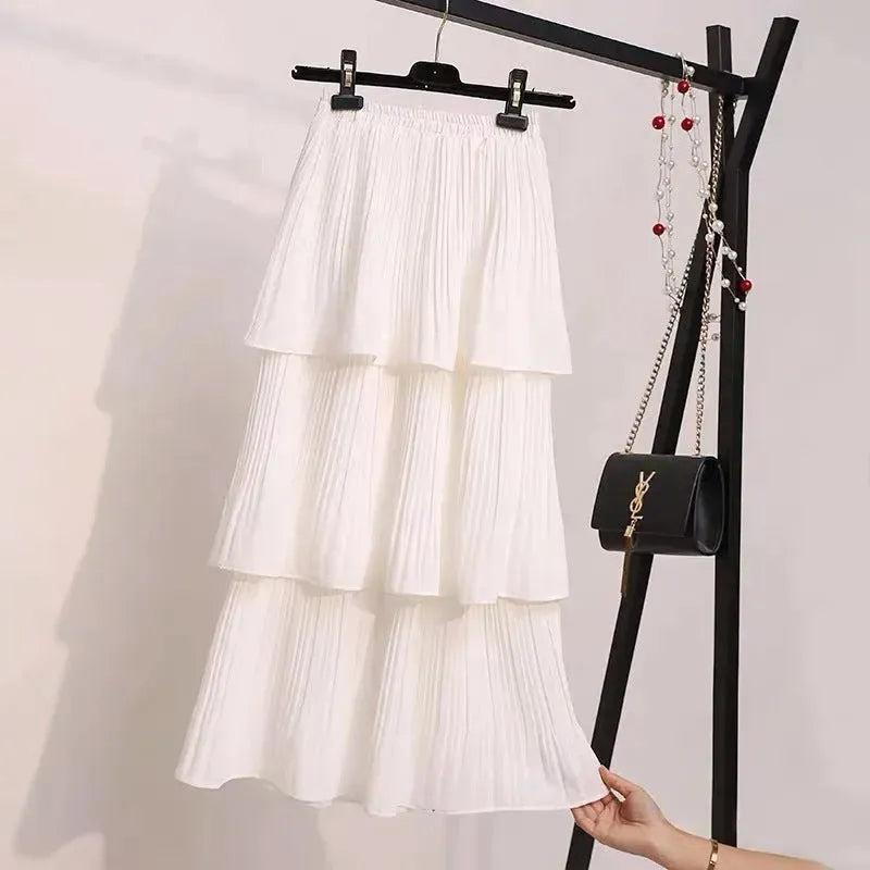 Women's Spring And Summer Chiffon layered Midi maxi Skirt - EX-STOCK CANADA