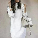 Autumn Winter Woolen Knitted Short Turtleneck Sweater Dress
