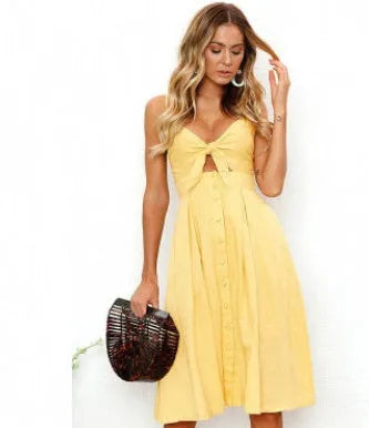 Women Summer cocktail dresses Spaghetti strap Midi Vacation Resort Sundress - EX-STOCK CANADA