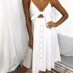 Women Summer cocktail dresses Spaghetti strap Midi Vacation Resort Sundress - EX-STOCK CANADA