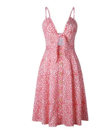 Women Summer cocktail dresses Spaghetti strap Midi Vacation Resort Sundress - EX-STOCK CANADA
