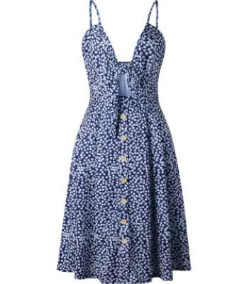 Women Summer cocktail dresses Spaghetti strap Midi Vacation Resort Sundress - EX-STOCK CANADA