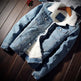 Denim Bomber Jacket with Fur Men Black High Quality Fashion Jeans Jacket Fleece Winter Jeansjacke Herren Men Blue Oversized - EX-STOCK CANADA