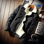 Denim Bomber Jacket with Fur Men Black High Quality Fashion Jeans Jacket Fleece Winter Jeansjacke Herren Men Blue Oversized - EX-STOCK CANADA