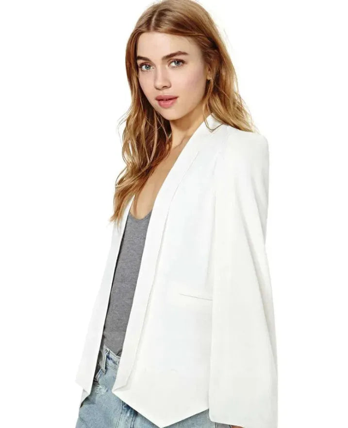New Ladies Women Long Sleeve Lapel Cape Poncho Office Jacket Cloak Blazer Suit Coat KR2 - EX-STOCK CANADA