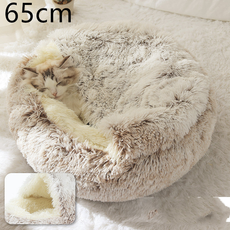 2 In 1 Dog And Cat Bed Pet Winter Bed Round Plush Warm Bed House Soft Long Plush Pets Bed Pet Products EX-STOCK Canada 