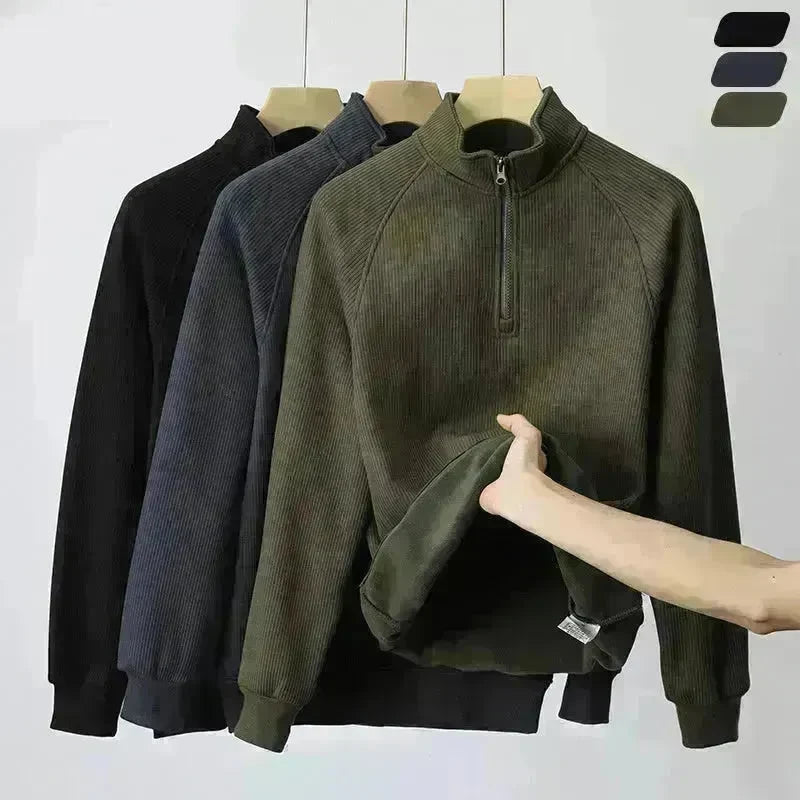 Autumn Winter half zip Stand-collar Fleece Sweatshirt Pullover tops for men - EX-STOCK CANADA
