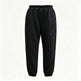 Black jogger-style pants with an elastic waistband, tapered legs, elastic cuffs, and a zippered pocket on one leg, shown against a plain white background.