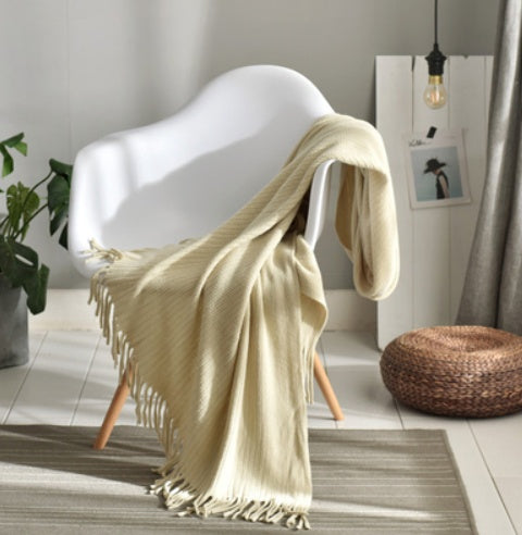 Fringed Knitted Small Blanket Napping Blanket Sofa Blanket EX-STOCK Canada 