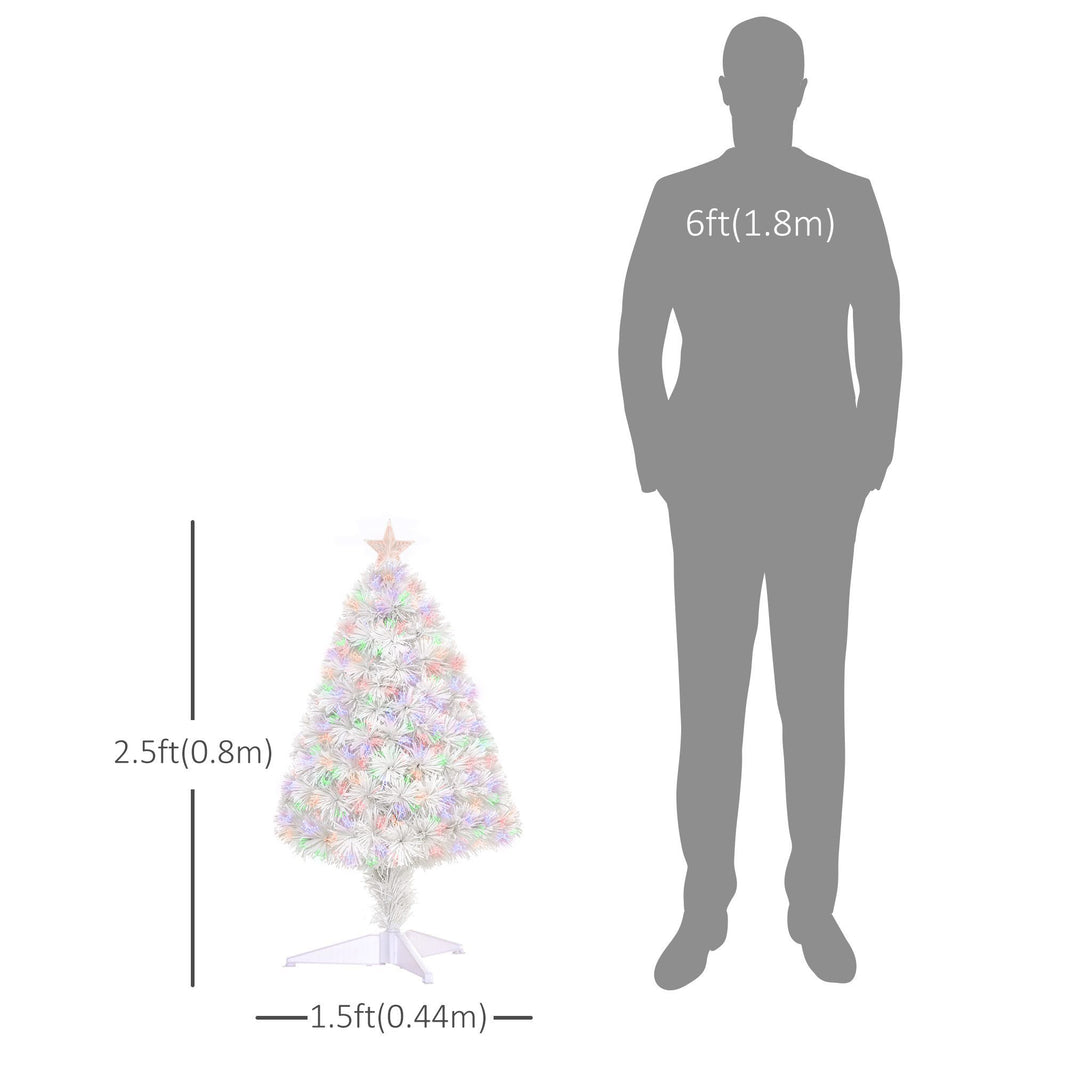 2.5FT Prelit Artificial Tabletop Christmas Tree With Fibre Optics Holiday Home Xmas Decoration For Table And Desk White EX-STOCK Canada 
