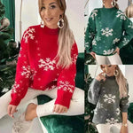 خريف وشتاء محبوك الكشمير Crewneck سترة عيد الميلاد القبيحة للنساء