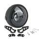 Motorcycle headlight assembly with mounting hardware on a white background