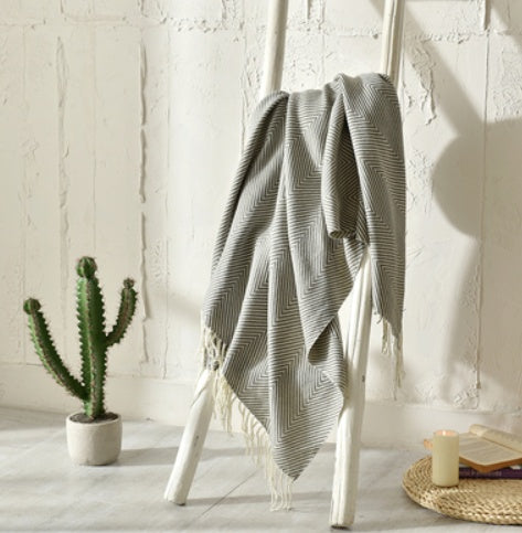 Fringed Knitted Small Blanket Napping Blanket Sofa Blanket EX-STOCK Canada 