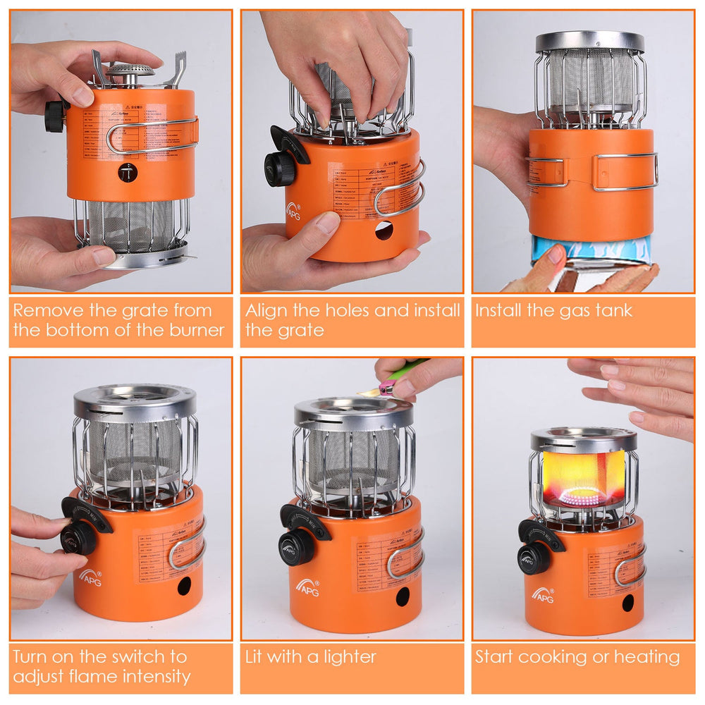 2000W 2 In 1 Camping Stove Tent Heater Outdoor Gas Stove Portable Backpacking Stove With 3 Modes 360 Degree Radiant Heating For Camping Hiking Picnic BBQ EX-STOCK