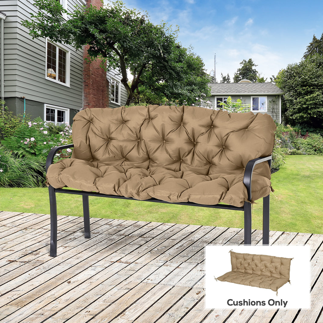 59" X 38" Tufted Bench Cushion For Outdoor Furniture, 3-Seater Replacement For Swing Chair, Patio Sofa/Couch, Khaki EX-STOCK Canada 