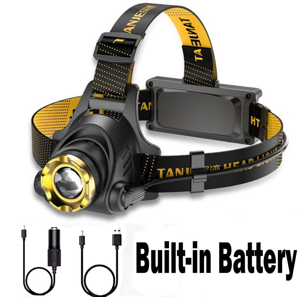 LED Headlamp Rechargeable Head Torch Zoom Headlight Lamp Powerful Flashlight Fishling Driving Camping Light With 3 Modes Work Light EX-STOCK
