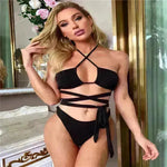 Solid Color Swimsuit Women Strappy Swimsuit Charming Bikini