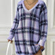 Deer Plush V-neck Long Sleeve Plaid Winter Jumper Mini dress - EX-STOCK CANADA