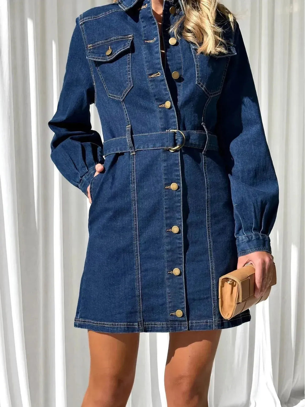Fashion Casual Button Denim Dress Women - EX-STOCK CANADA
