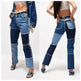 High Elastic Stitching Raw Edge Women's Straight-leg Jeans - EX-STOCK CANADA