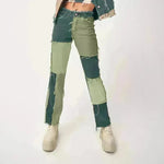 High Elastic Stitching Raw Edge Women's Straight-leg Jeans - EX-STOCK CANADA