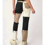High Elastic Stitching Raw Edge Women's Straight-leg Jeans - EX-STOCK CANADA