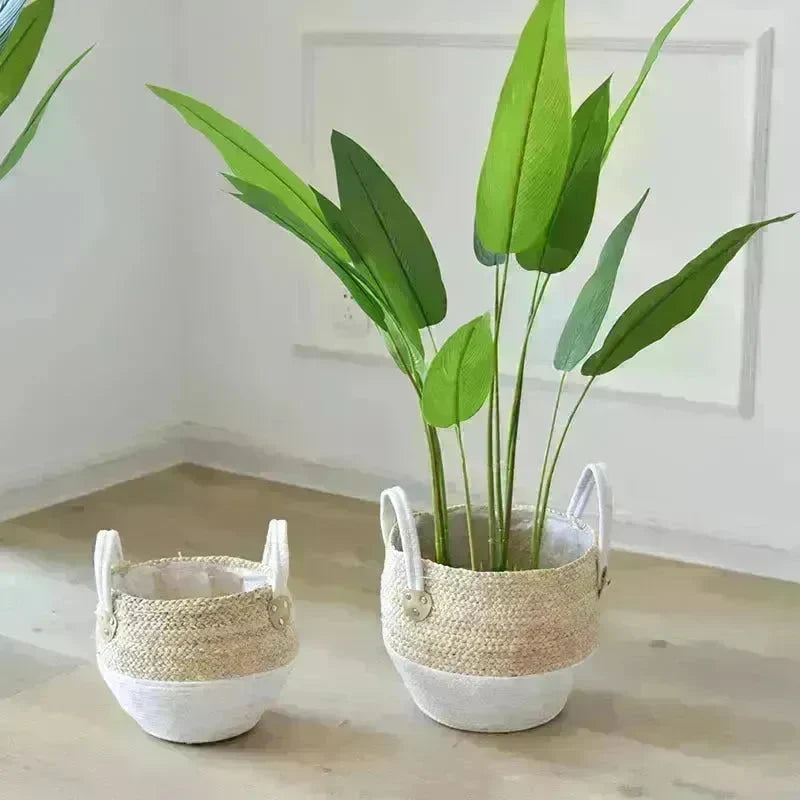 Hand Strawed Flowerpot Basket Fibre Plant Pot - EX-STOCK CANADA