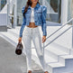 Women's Court Style Temperament Lapel Loose Short Denim Jacket Women EX-STOCK Canada 