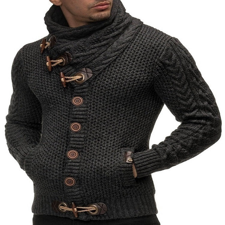 Knitted Jacket With High Collar Buttons EX-STOCK Canada 