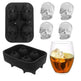3D Skull Ice Mold Tray – Silicone Ice Cube Maker for Cocktails & Whiskey | Halloween Party Bar Accessory | 4-Skull Design