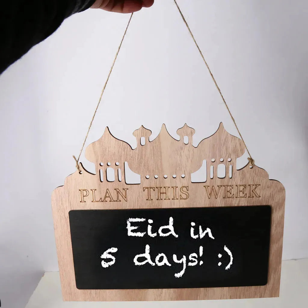 Eid Mubarak Decoración del hogar Calendario de madera Listado de la decoración del Ramadán Placas