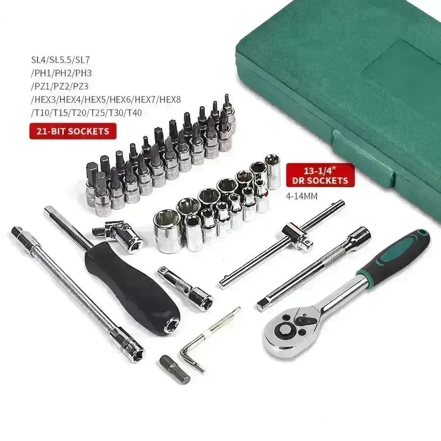 Car Repair Tool 46pcs Inch Socket Set Car Repair Tool Ratchet Torque Wrench Combo Tools Kit Auto Repairing Tool Set - EX-STOCK CANADA