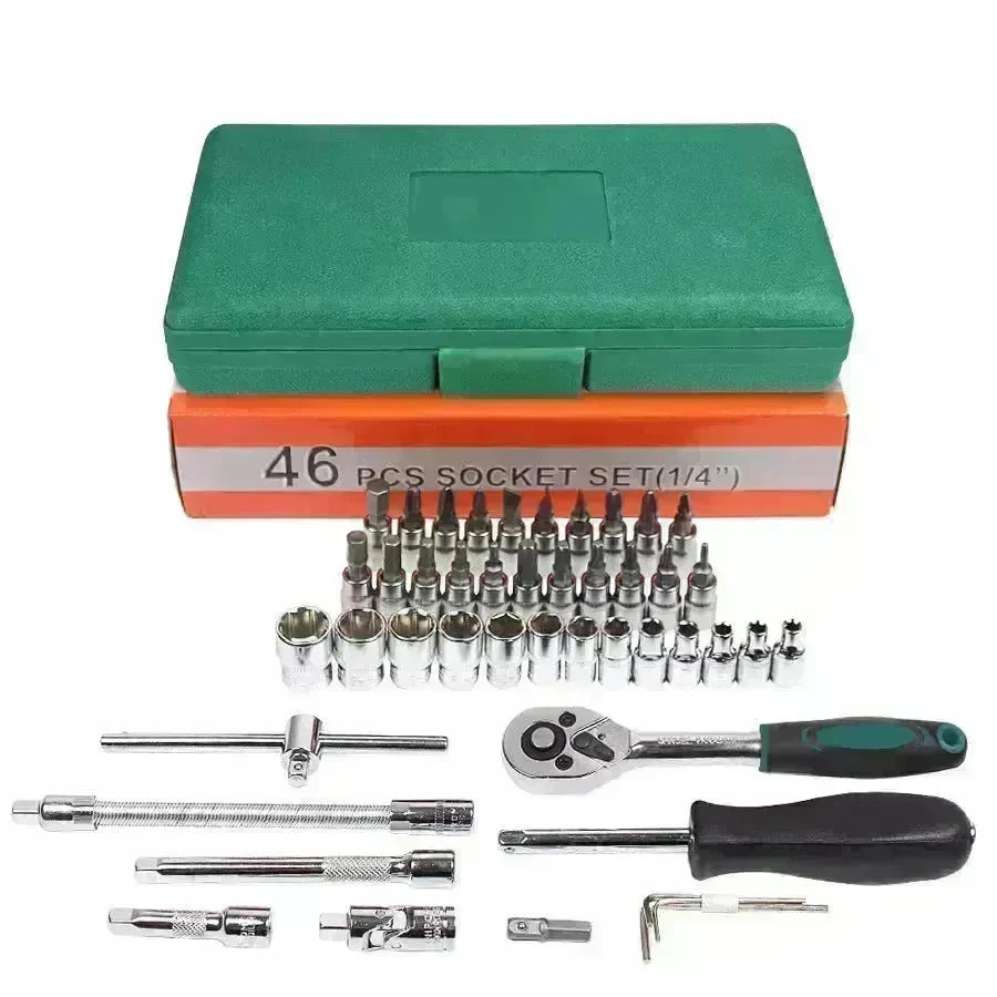 Car Repair Tool 46pcs Inch Socket Set Car Repair Tool Ratchet Torque Wrench Combo Tools Kit Auto Repairing Tool Set - EX-STOCK CANADA