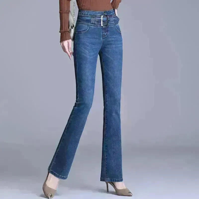 Korean Style Bootcut High-Waisted High Cotton Casual Jeans - EX-STOCK CANADA
