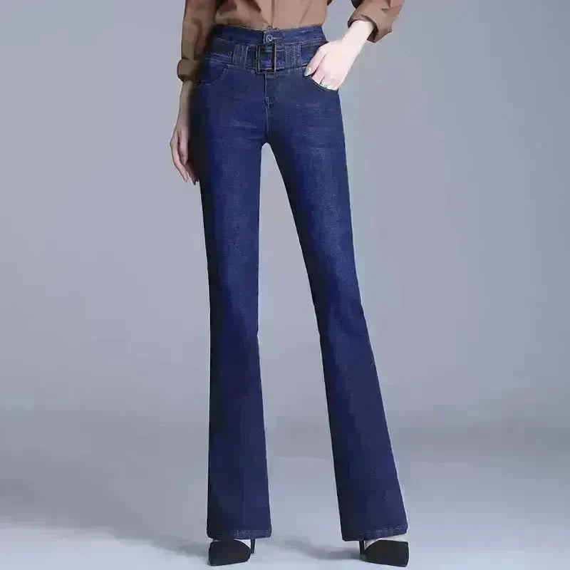 Korean Style Bootcut High-Waisted High Cotton Casual Jeans - EX-STOCK CANADA