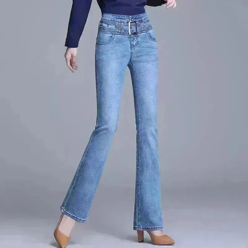 Korean Style Bootcut High-Waisted High Cotton Casual Jeans - EX-STOCK CANADA
