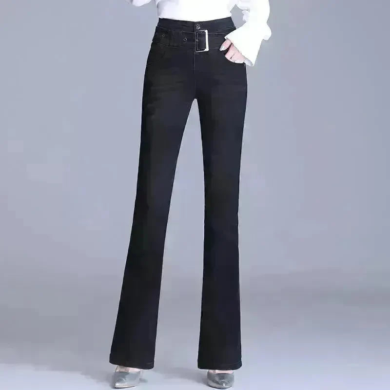 Korean Style Bootcut High-Waisted High Cotton Casual Jeans - EX-STOCK CANADA