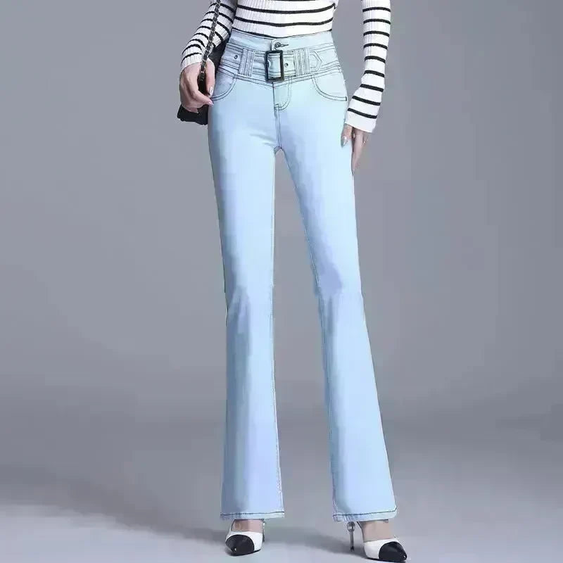 Korean Style Bootcut High-Waisted High Cotton Casual Jeans - EX-STOCK CANADA