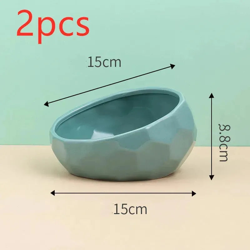 Pet Supplies Bowl Ceramic Cat Bowl Dog Bowl Oblique Mouth - EX-STOCK CANADA