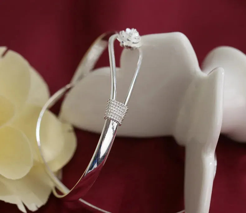 Simple Trendy Rose Flower Bracelet Female Romantic Flower silver Bracelet for ladies - EX-STOCK CANADA