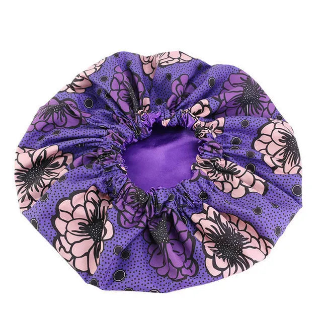 Pattern Satin Linned Bounce Hair Bonnet - EX-STOCK CANADA