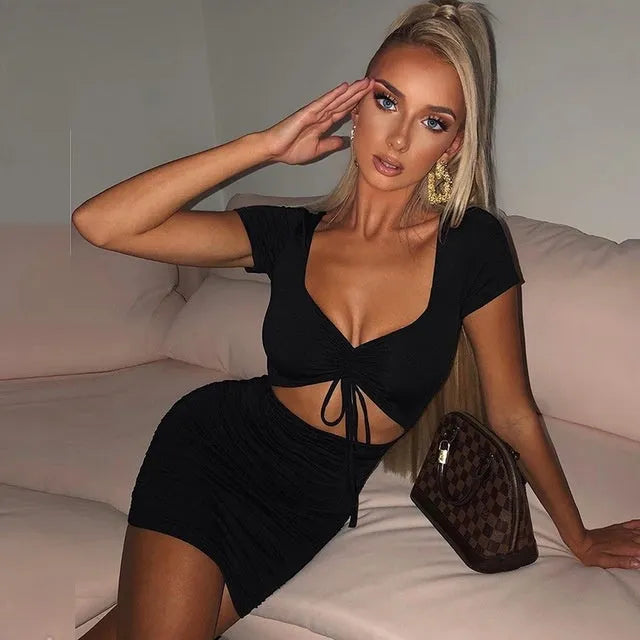 Abito da festa del club di pancia aperta da donna BodyCon.