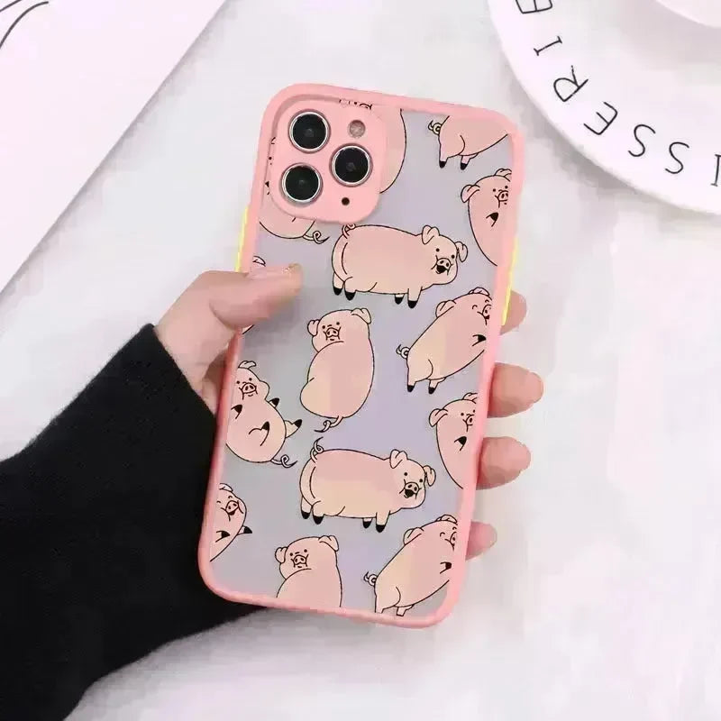 Compatible with Apple , Cartoon Transparent Phone Case Matte Shockproof Back Cover - EX-STOCK CANADA