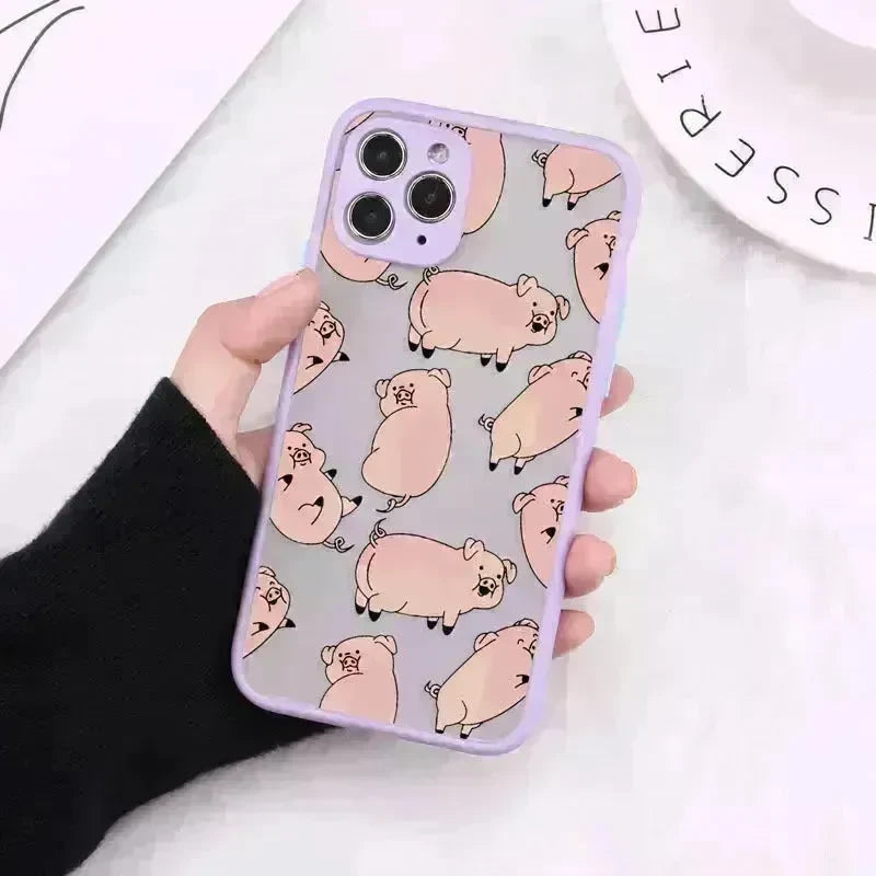 Compatible with Apple , Cartoon Transparent Phone Case Matte Shockproof Back Cover - EX-STOCK CANADA