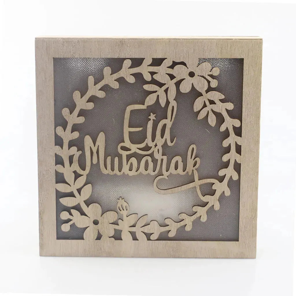 Eid de madera Mubarak Ramadán Gulbang Square Decoration Crafts adornos