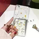 Case de teléfono de silicona epoxi de flores secas